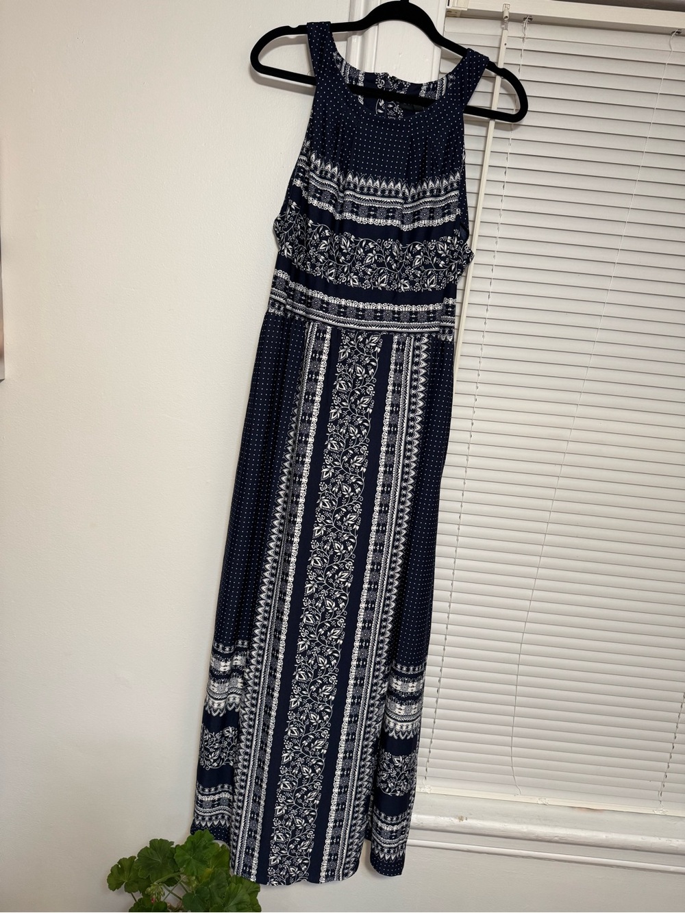 Lane Bryant Navy and White Printed Maxi Dress
